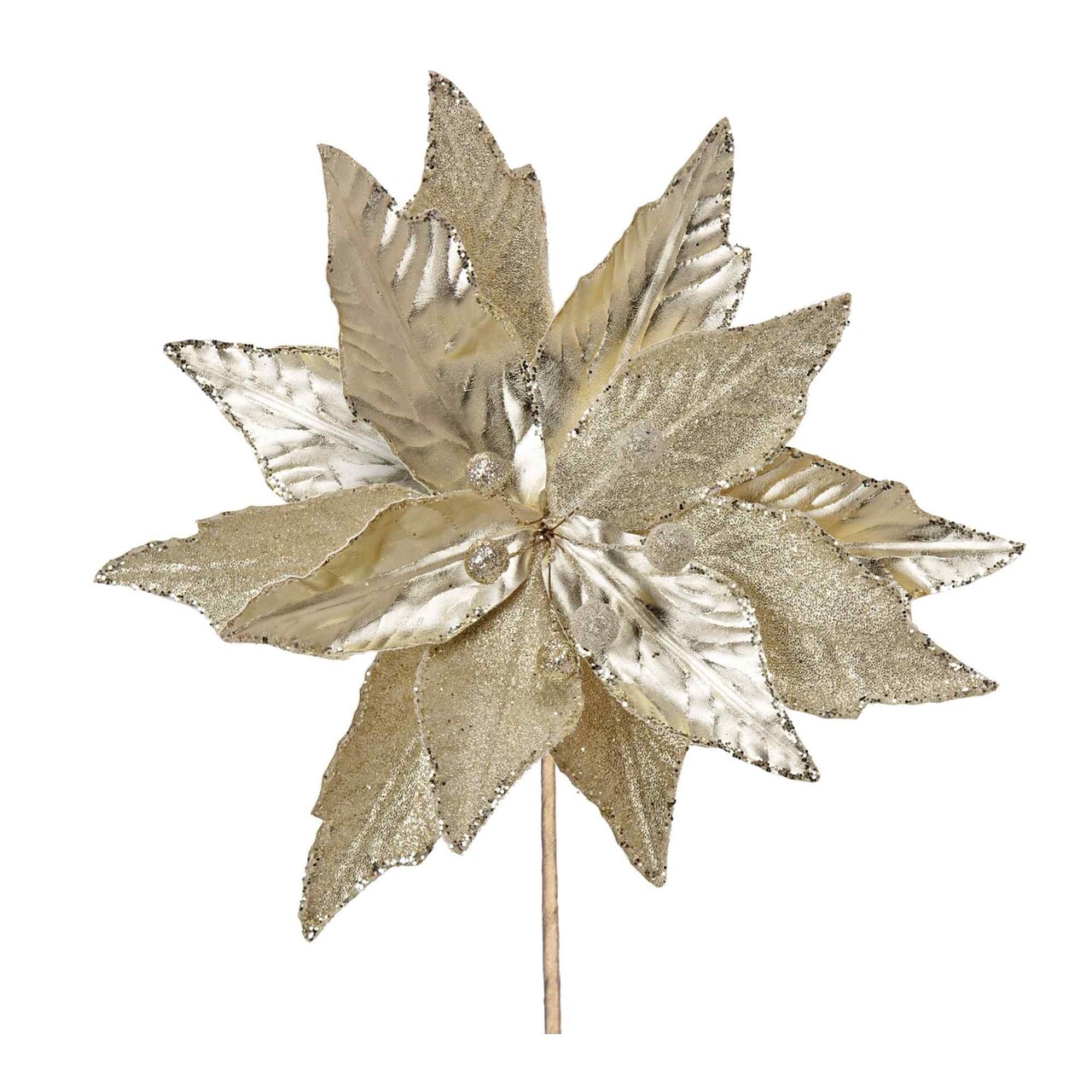 Melrose Set of 6 Glittered Poinsettia Artificial Christmas Stems 23"